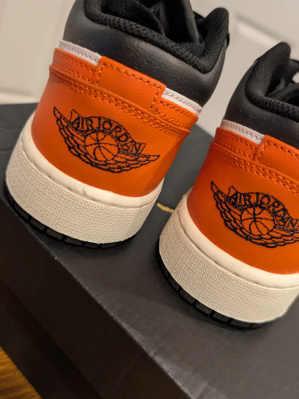 Nike Kids' Air Jordan 1 Low - White/Black/Orange Size 5.5y Or 7 Women